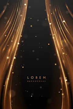abstract golden light lines on black background - 背景 幅插画檔、美工图案、卡通及图标