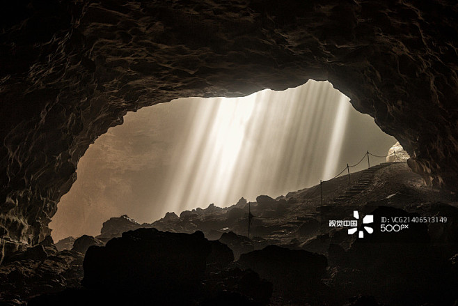 洞穴,印度尼西亚,照明设备,瀑布,岩石图...