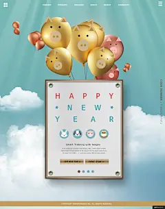 2019年 卡通 贺卡 金猪 卡片 宣传 新年元旦节日海报平面设计