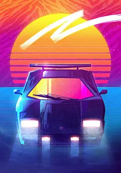 美国 80 年代高饱和度渐变色的复古风插画 | 作者：James White ​​​​