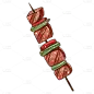 手绘-烤串元素-烤肉串