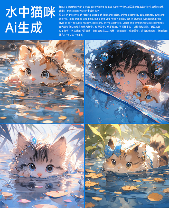 Ai生成水中猫咪