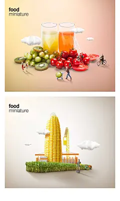 创意合成美食水果蔬菜人物汉堡鸡蛋面包蛋糕平面海报PSD设计素材-淘宝网