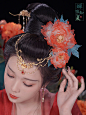 【蝉鸣知夏】胭脂醉 洒金真丝烫花芍药牡丹汉服头饰簪花原创设计-淘宝网