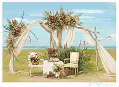 瓶子婚礼手绘设计-日照瑞竹园 婚礼手绘海洋系-婚礼手绘案例-瓶子婚礼手绘设计作品-喜结网