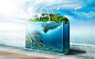 General 3150x1969 bag aquarium water sea shark rocks island trees plants birds photo manipulation digital art