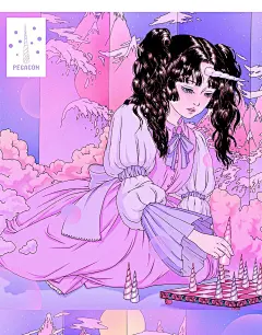 韩国插画师Pegacon Lee人物设计图片素材卡通动漫临摹参考图集-淘宝网