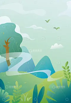 春天踏青立春露营插画海报背景高清模板免费下载-趣麦麦图