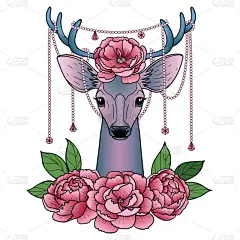 牡丹,鹿,式样,浪漫,壁纸,婚礼,女人,动物,问候
