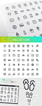 假期行图标设置——季节性图标Vacation Line Icons Set - Seasonal Icons飞机、袋、沙滩、公共汽车、相机、野营的时候,车,指南针,食物,gps,假期,酒店,图标,行,地图,棕榈,护照,大海,行李箱,夏天,薄,机票,旅游,火车,交通,旅游,ui,假期,矢量,世界 airplane, bag, beach, bus, camera, camping, car, compass, food, gps, holiday, hotel, icon, line, map, palm,