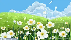 夏日手绘风景插画