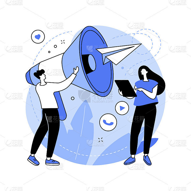 公关策略抽象概念矢量插图。