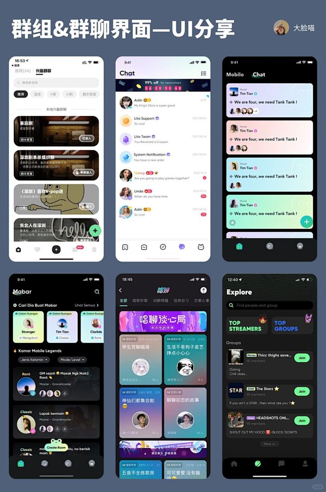 UI分享｜群组&群聊界面设计 - 小红书-花瓣网