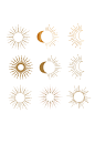 古希腊北欧手绘神秘太阳月亮PNG图案