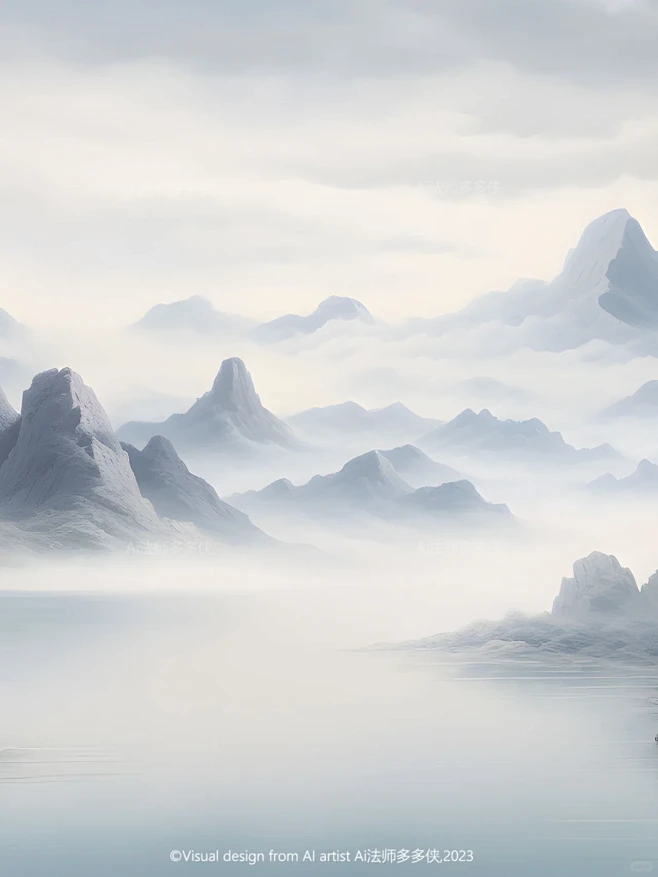 东方美学-山间云雾|新中式国风山水风景插画-花瓣网