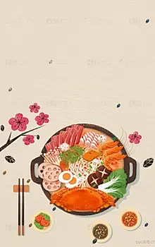 美食中国之特色火锅插画海报