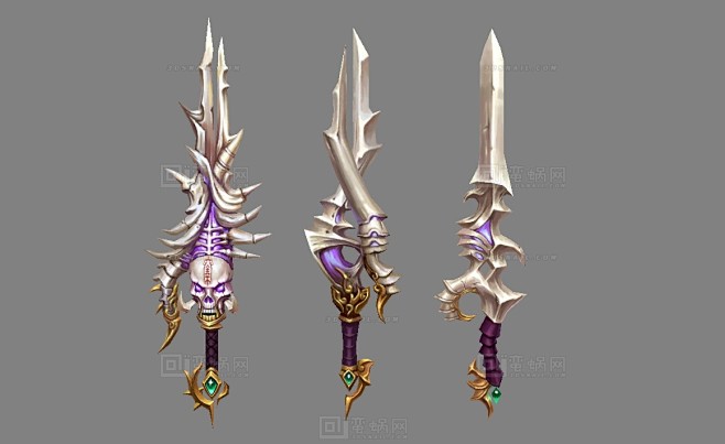 白骨剑 骨刺 骨刃 武器升级 进阶 进化 合成 骷髅头 恶魔头骨 凶恶 - 综合模型 蛮蜗网