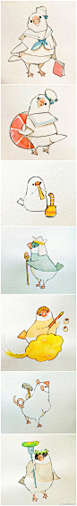 霓虹一位画师笔下文鸟的快落生活，是圆润的小可爱没错了！ Twitter：wabimaukimisa ​​​​