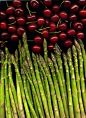 cherries and asparagus.