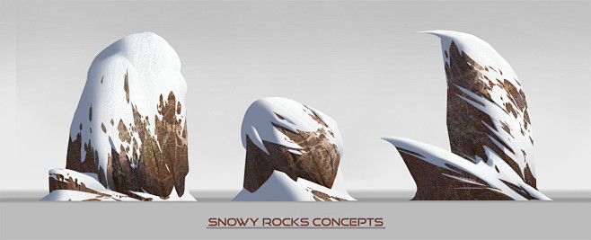 Snowy rocks concept,...