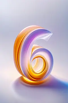 3D渐变玻璃质感周年庆数字6元素