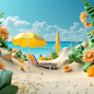 3d summer background