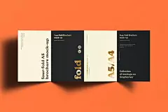 Four Fold A5 Brochure Mockup 8款A5四折页宣传单手册邀请函贺卡设计贴图ps样机素材展示效果图 - UIGUI
