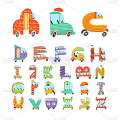 ABC英语字母表和汽车