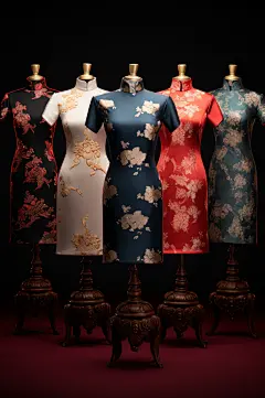 AI数字艺术国风新中式旗袍展示图片-众图网