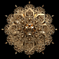 Billelis Mandala 3D illustrations Gold Skull