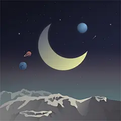 现代科技星空月亮卫星火箭星座机器探险车插画海报