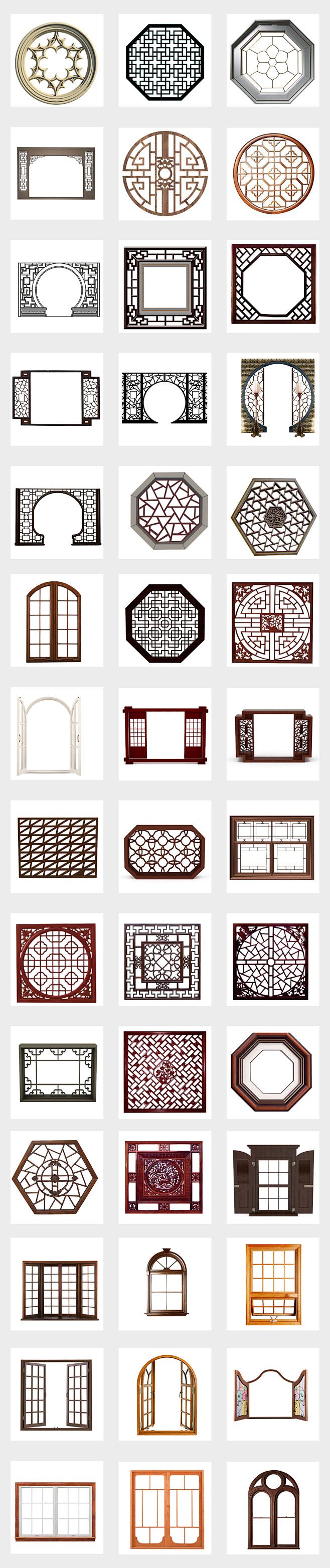 中国风花窗古代雕花窗户屏风png素材