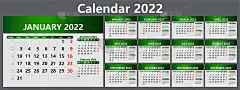 规划2022年的日历和周数。一个公司的挂历模板