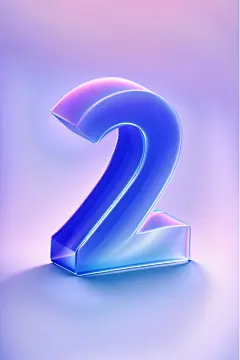 卡通3D潮流酸性玻璃数字2元素