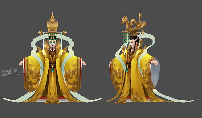 玉皇大帝，古代皇帝，皇上，龙袍，龙冠模型 - 角色人物 - 蜗牛模型网 - www.3dsnail.com-花瓣网