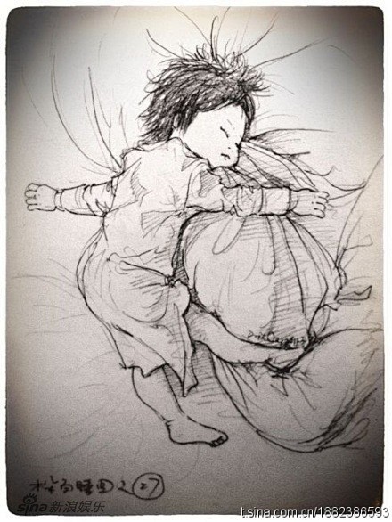 爸爸画的温馨的木朵百睡图