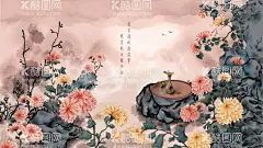 古典花卉插画           - 源文件下载【酷图网】古典花卉插画,古风,牡丹,丹顶鹤,中国风,国风,国潮,中式,新中式,现代,复古,古典,文化,传统文化,传统,民族风,背景,景观,壁纸,招贴,海报,地产,广告,宣传,单透,详情页,店铺首页,展板,花草,彩页,传单,水墨,元素,装饰,创意,图案,素材,手绘,插画,插图,PSD文件,PSD,