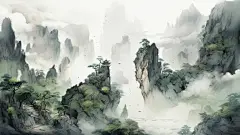 唯美古风建筑黄山山水植物壁纸