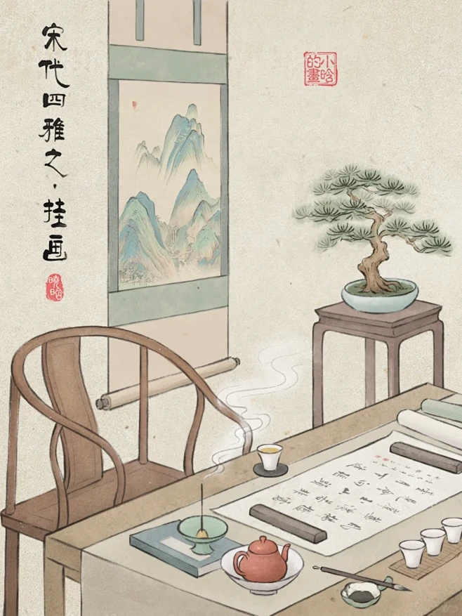 古风插画 | 宋代四雅之·挂画 - 小红...