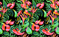 Abstract Tropical Plant & Bird Pattern :: Behance