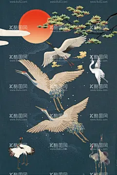 仙鹤  - 源文件下载【酷图网】仙鹤,鹤,手绘仙鹤,国潮仙鹤,古典仙鹤,古风仙鹤,中国风仙鹤,仙鹤插画,仙鹤素材,鹤素材,中国风