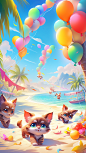 pglenn_hot_balloon_animals_on_a_beach_in_the_style_of_2d_game__35588f34-f062-41e6-88f9-1b2bda83d4c9