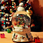 雪人与圣诞树 内转水晶球音乐盒 八音盒圣诞节礼物创意女生带雪花