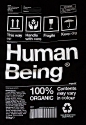 Origin68 - Human Being t-shirt that represents a human in the form of a product label