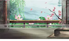 中国风中式水彩水墨手绘江南园林意境装饰插画背景底纹理海报模板-淘宝网