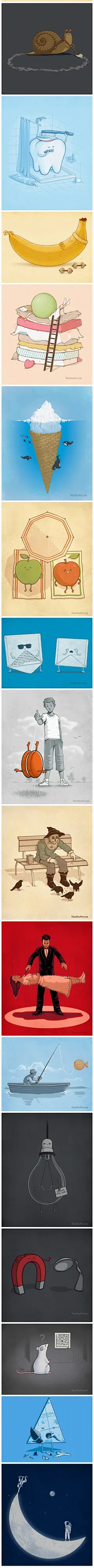 插画物语：幽默的插画总是让人感到快乐，简单的几笔线条背后蕴藏着深刻的故事性。