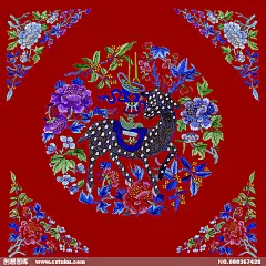 花鸟画花 中华刺绣 绣花 布艺 民间艺术 PSD分层素材源文件 中国传统元素整合图库