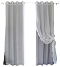 Checkered Sheer and Blackout Layered Curtains, Beige contemporary-curtains