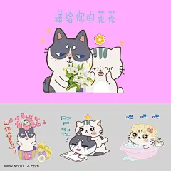 卡通情侣萌宠表情包样机图片png免抠元素卡通手绘背景装饰免扣图片设计图案