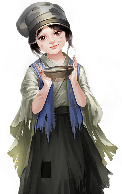 衣衫褴褛小乞丐  